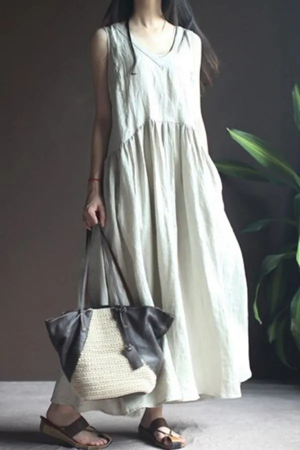 Sleeveless Cotton Long Maxi Dress