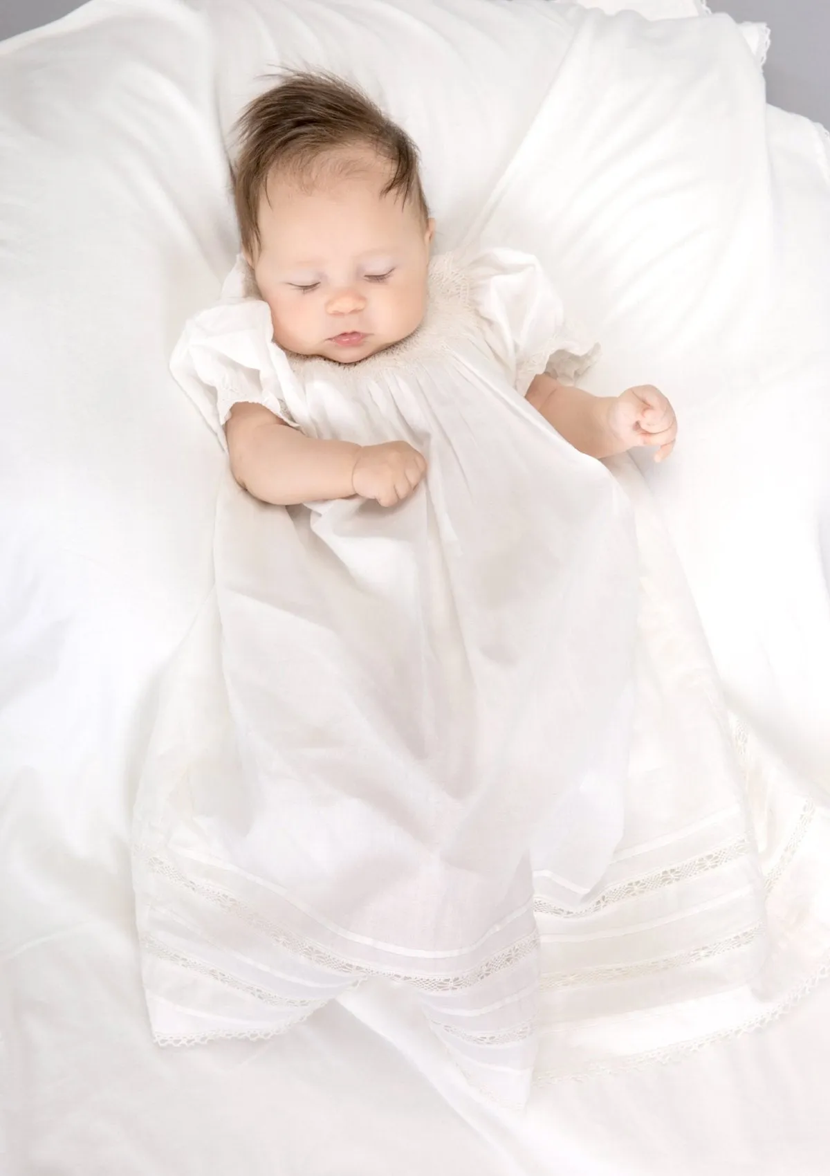 Smocked Heirloom Christening Gown, White