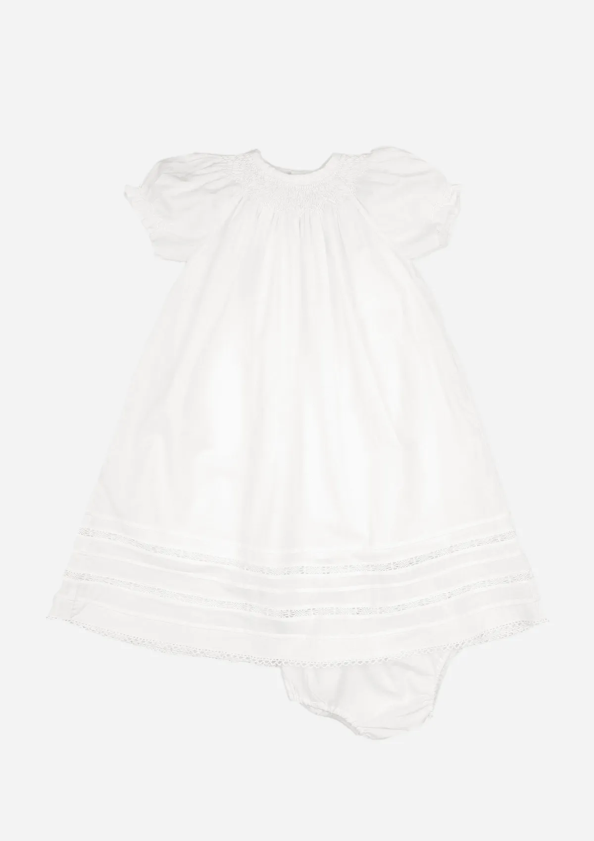 Smocked Heirloom Christening Gown, White