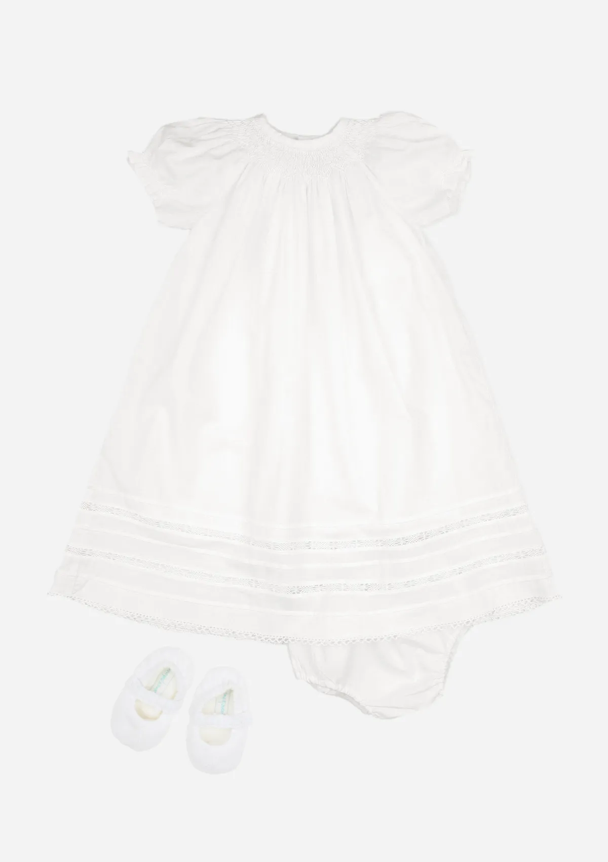 Smocked Heirloom Christening Gown, White