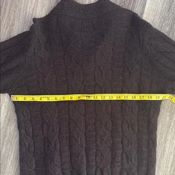 Sol Alpaca Dark Brown Pullover Cable Knit Peru Baby Alpaca Sweater Unisex XL