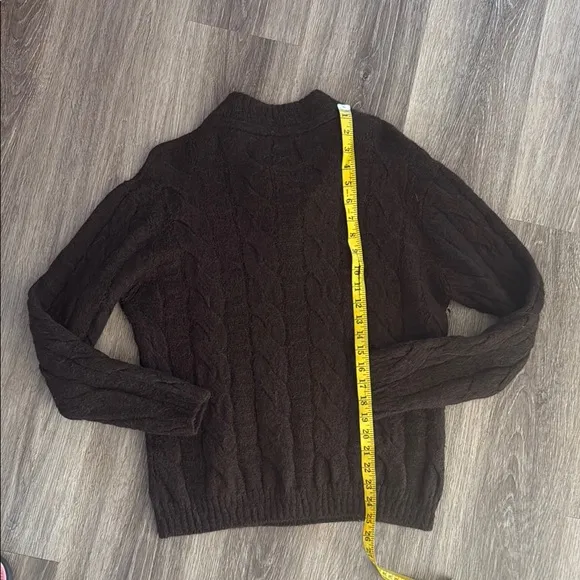 Sol Alpaca Dark Brown Pullover Cable Knit Peru Baby Alpaca Sweater Unisex XL