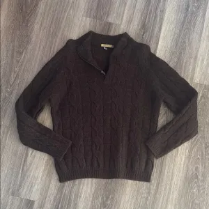 Sol Alpaca Dark Brown Pullover Cable Knit Peru Baby Alpaca Sweater Unisex XL