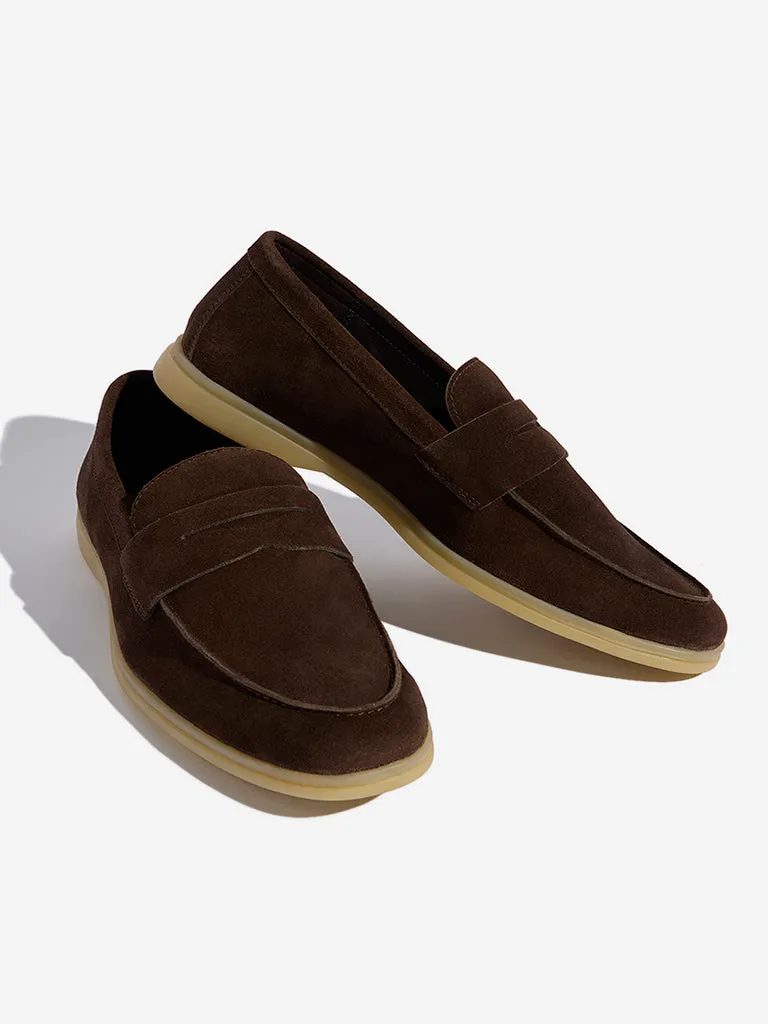 SOLEPLAY Dark Brown Suede Leather Penny Loafers
