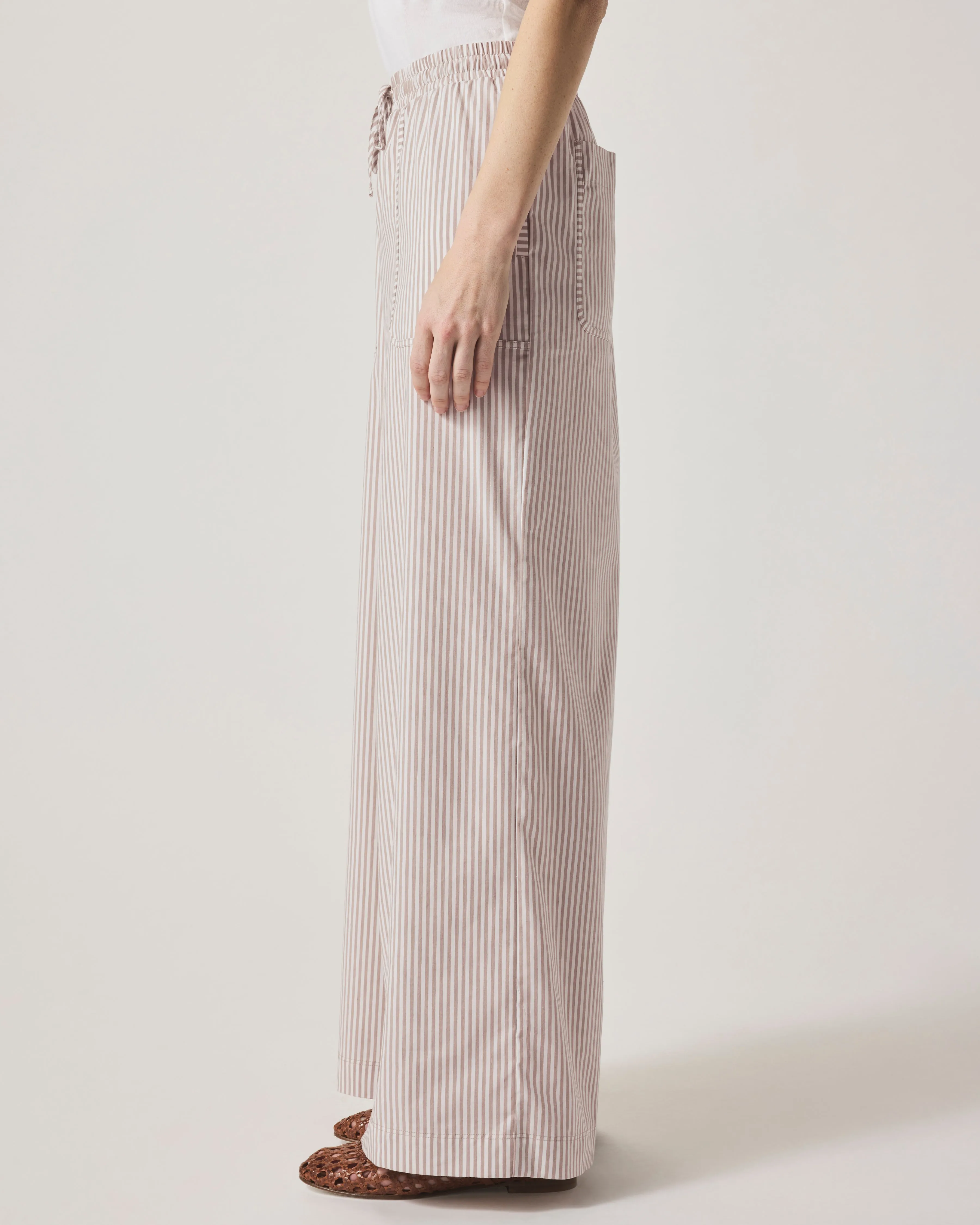 Splendid - Cella Jane Collection - Poplin Stripe Pant in Wood/White
