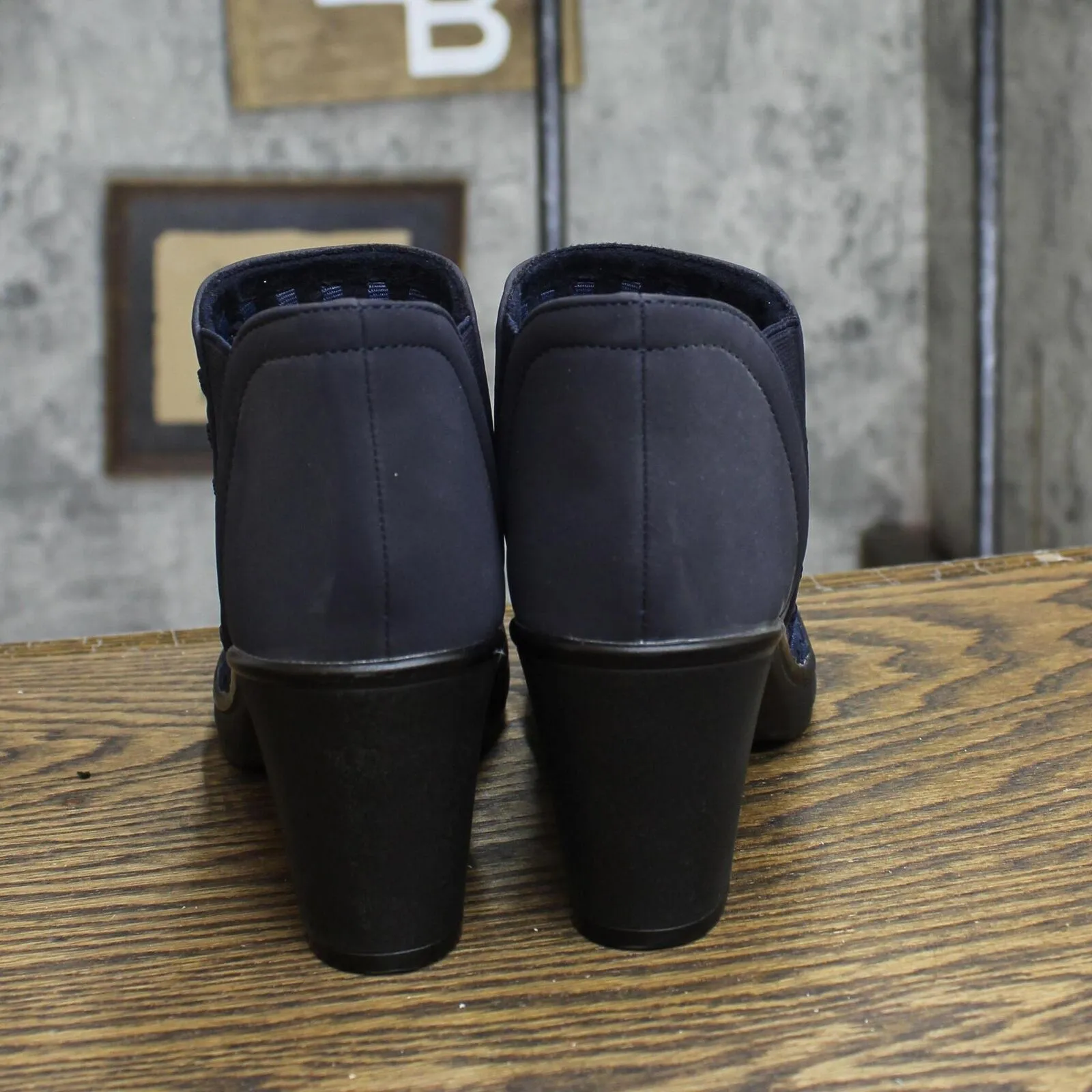 Steven by Steve Madden Enda Cross Weave Block Heel Booties Navy Blue 6.5