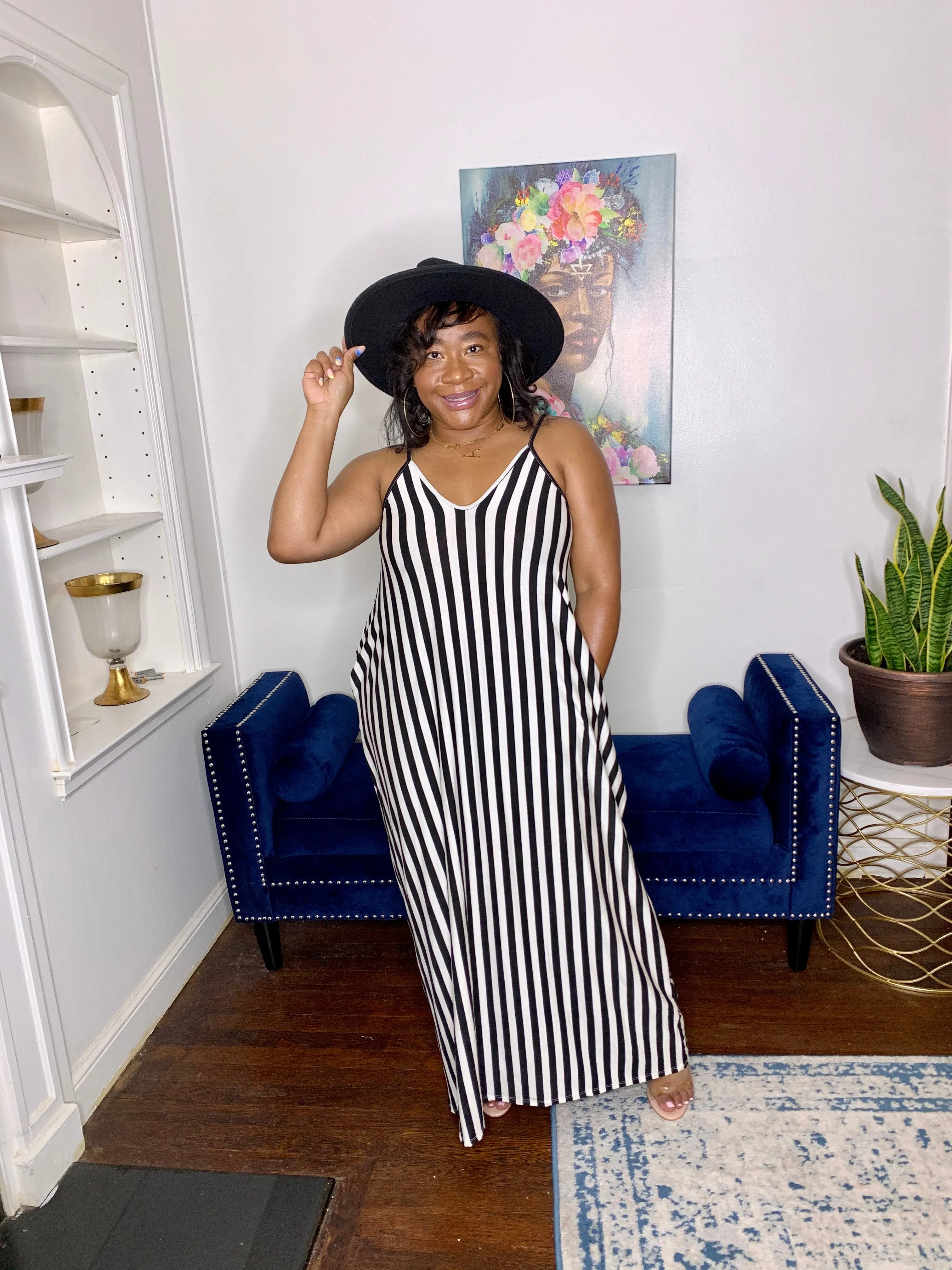 Stripe Maxi Dress- Black
