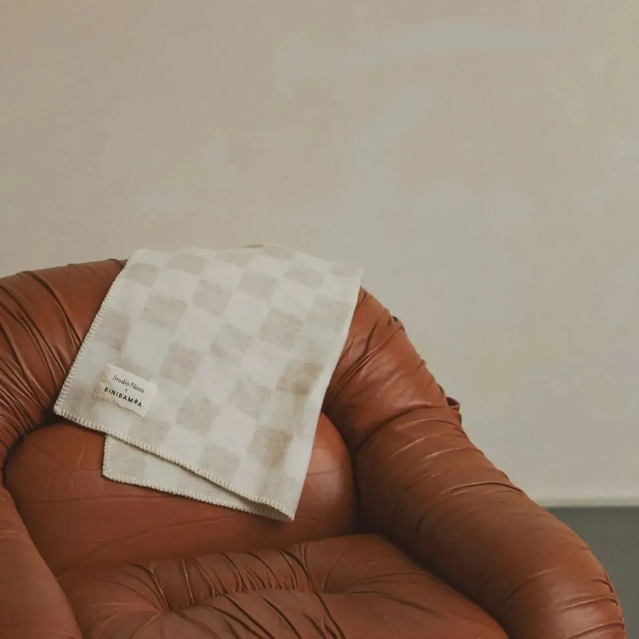 Studio Noos Checkerboard Merino Wool Blanket (Toast)