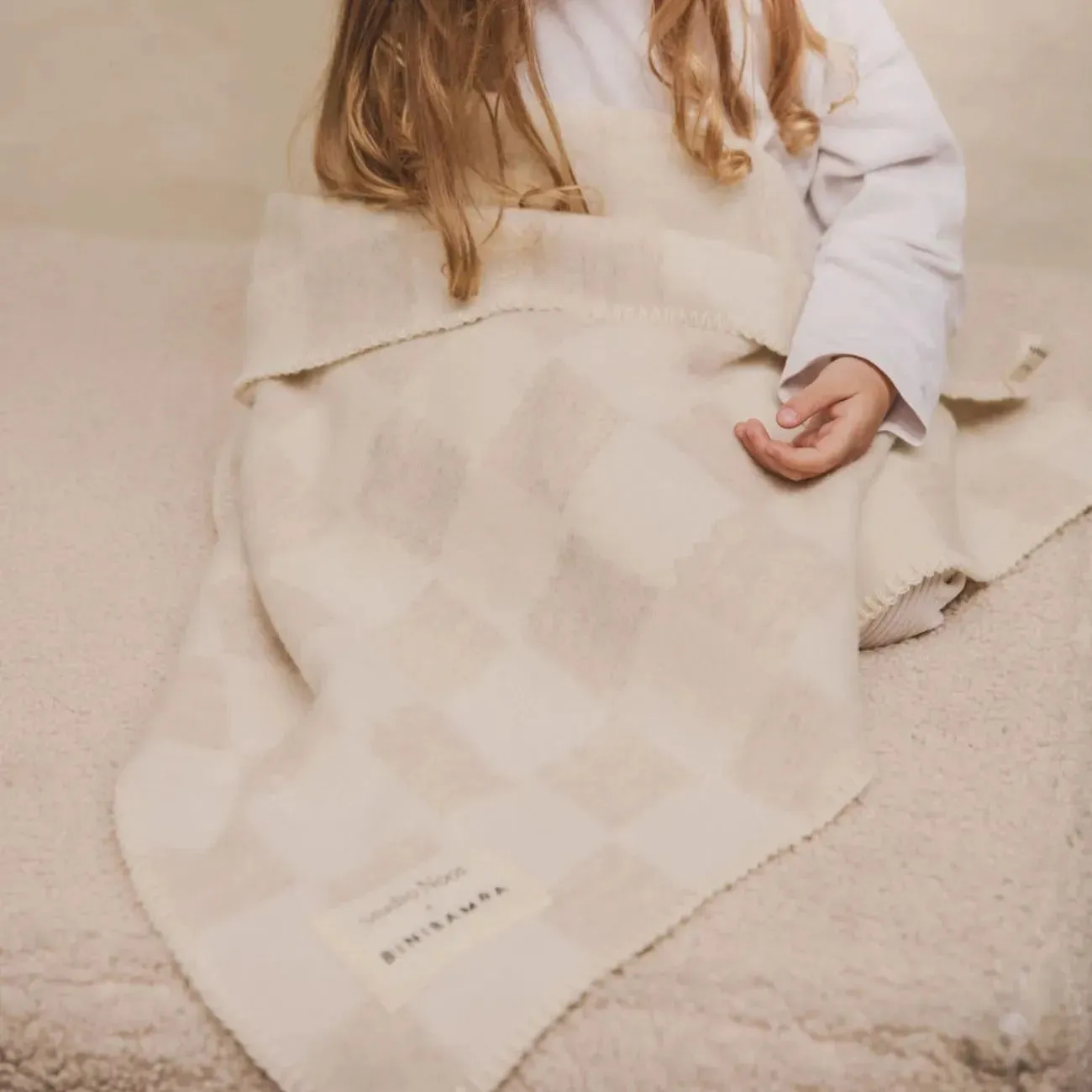 Studio Noos Checkerboard Merino Wool Blanket (Toast)