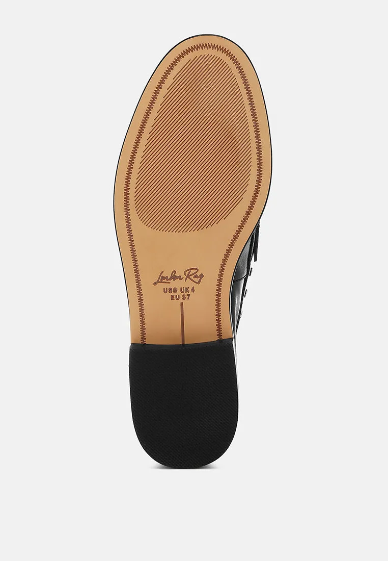 Studs Embellished Leather Loafers By RAG