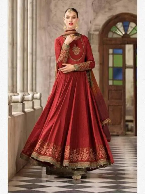 Stylish Anarkali Frock In RED Color Model# 1930