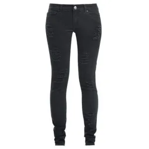 Stylish Frayed Bodycon Black Pencil Jeans For Women - Black 32