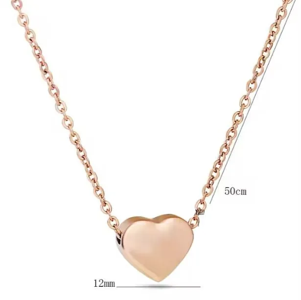 Stylish Heart Pendant Necklace 18K Gold Plated Stainless Steel for Women