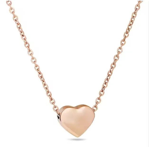 Stylish Heart Pendant Necklace 18K Gold Plated Stainless Steel for Women