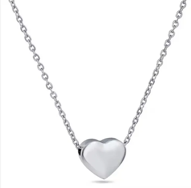 Stylish Heart Pendant Necklace 18K Gold Plated Stainless Steel for Women