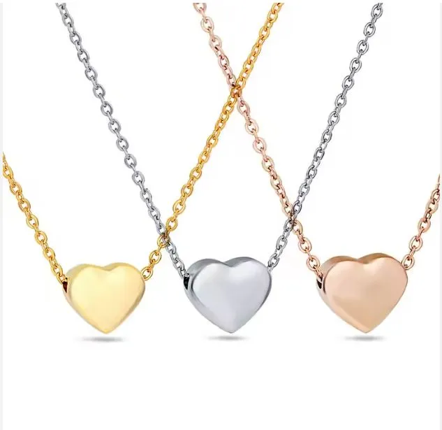 Stylish Heart Pendant Necklace 18K Gold Plated Stainless Steel for Women