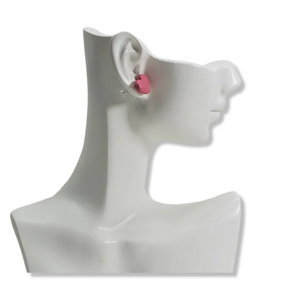 Stylish Pink Heart Stud Earrings - Perfect for Any Occasion