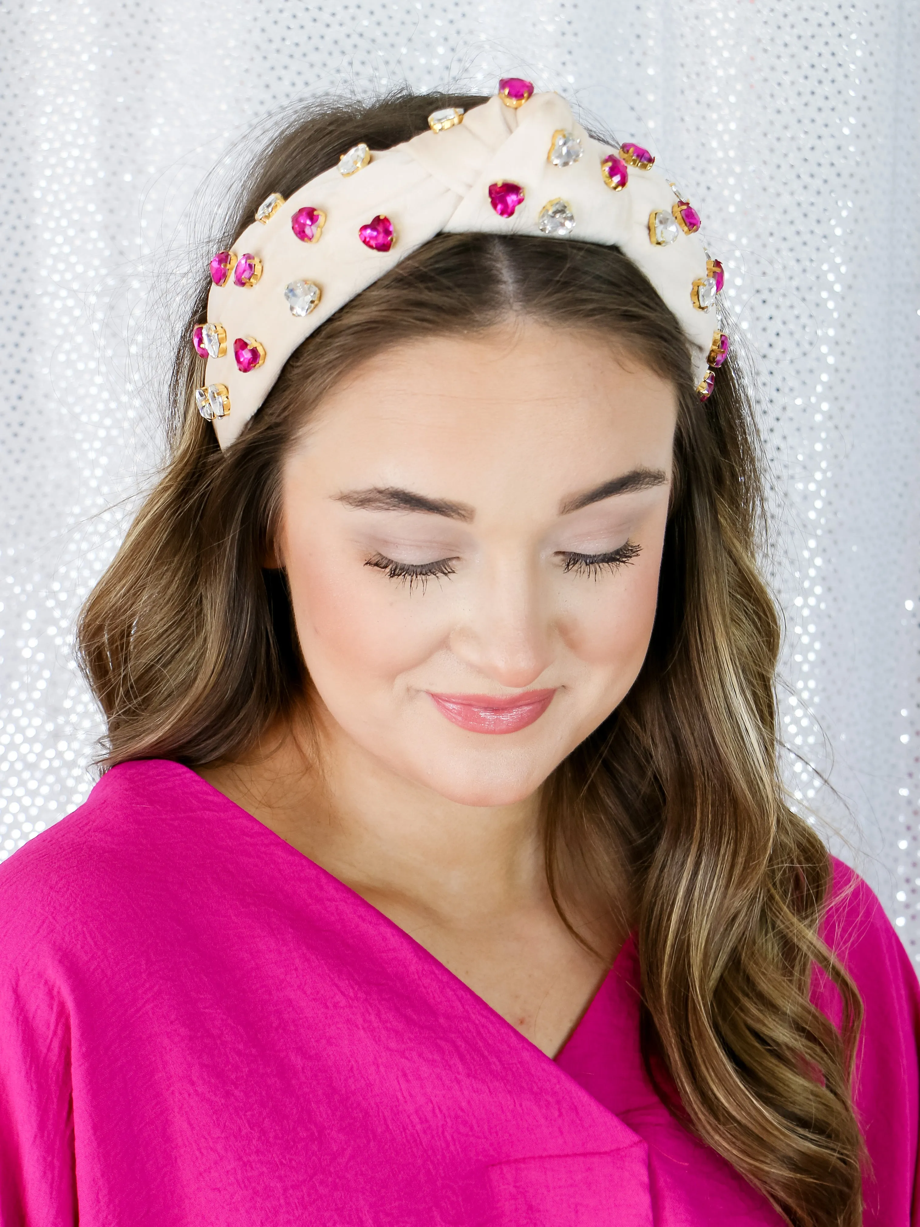 Taupe Velvet Heart Headband