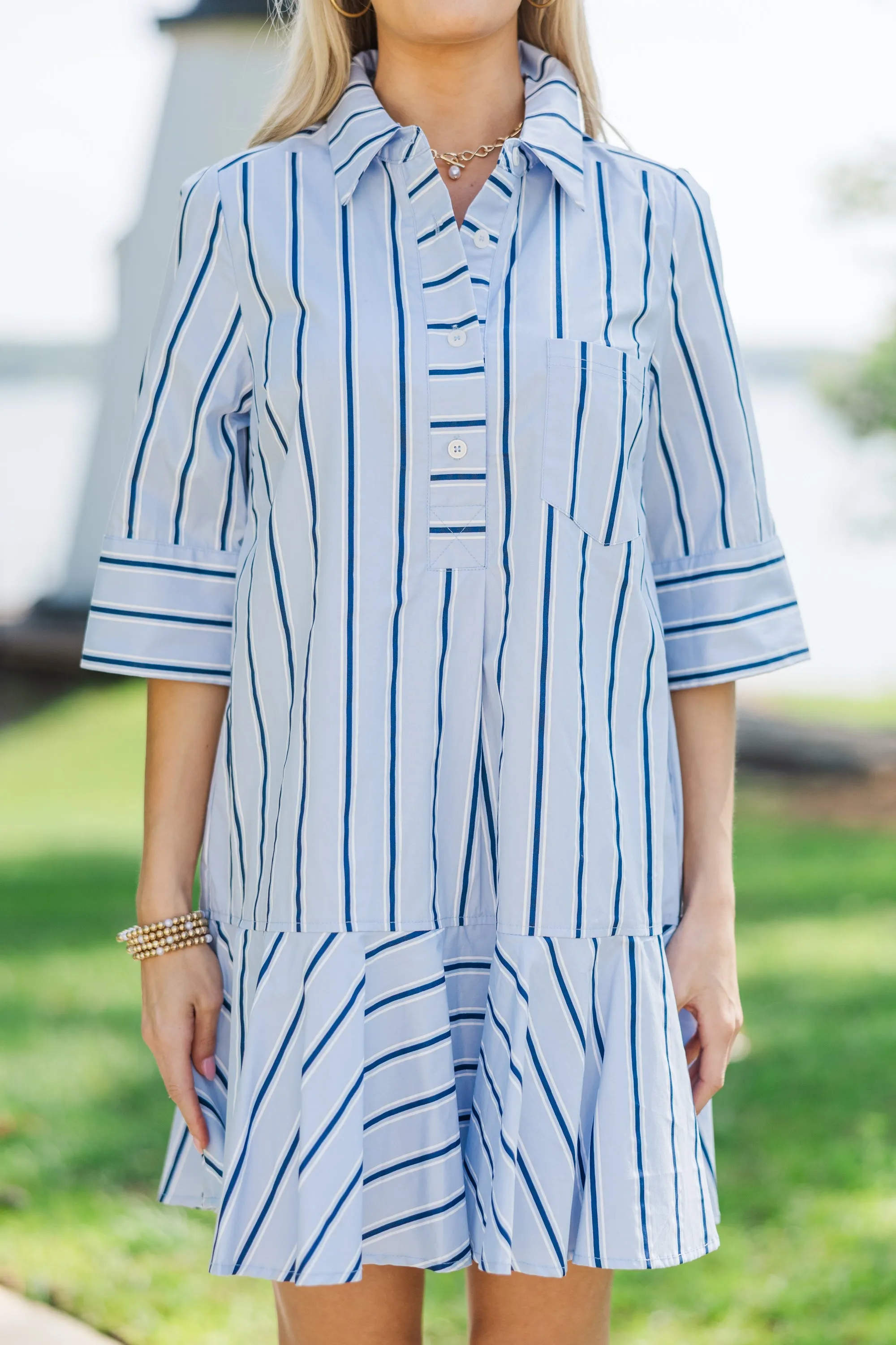 The Genuine Light Blue Striped Dress