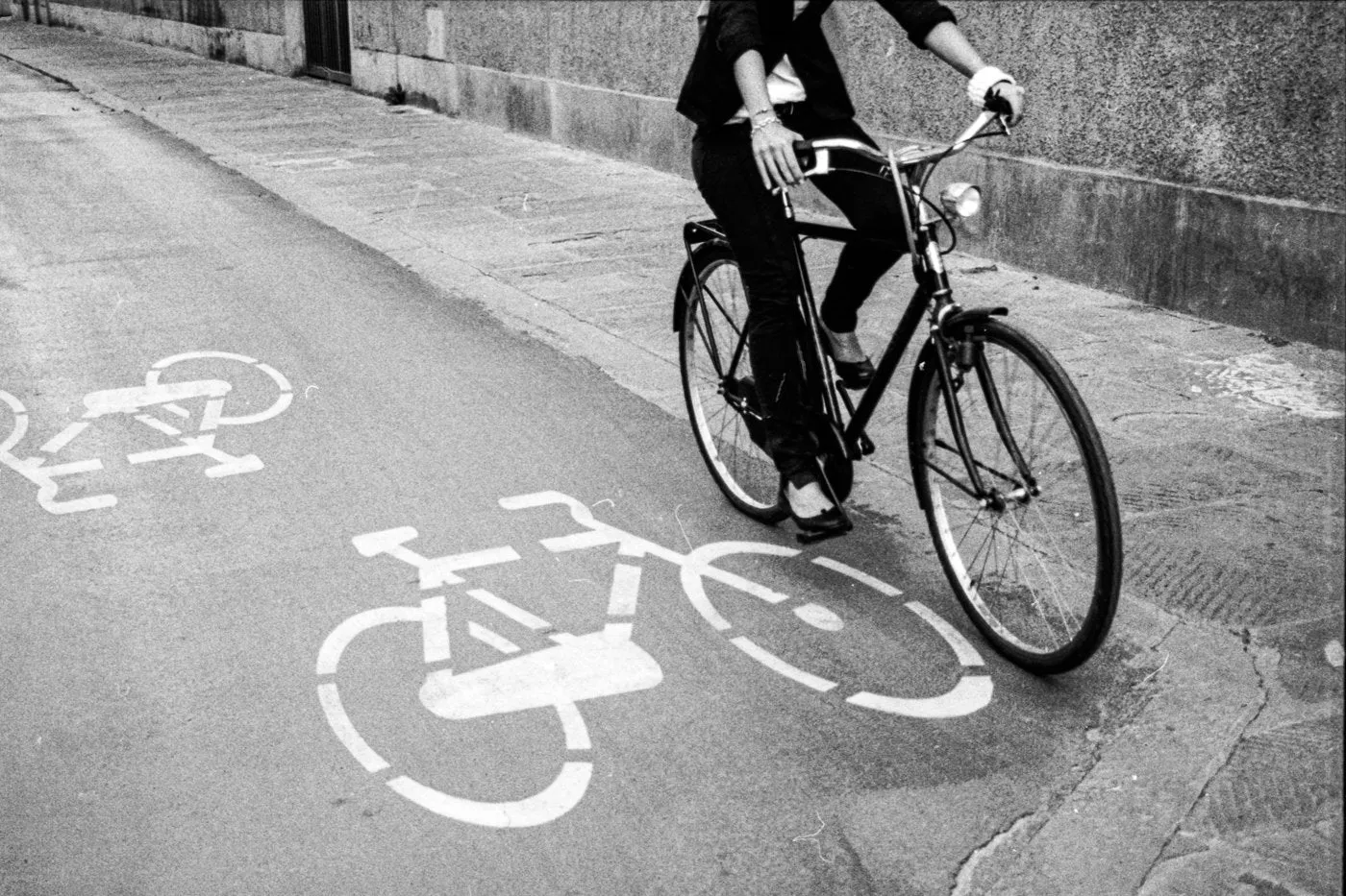 The Stylish Cyclist Framed Black and White Photograph