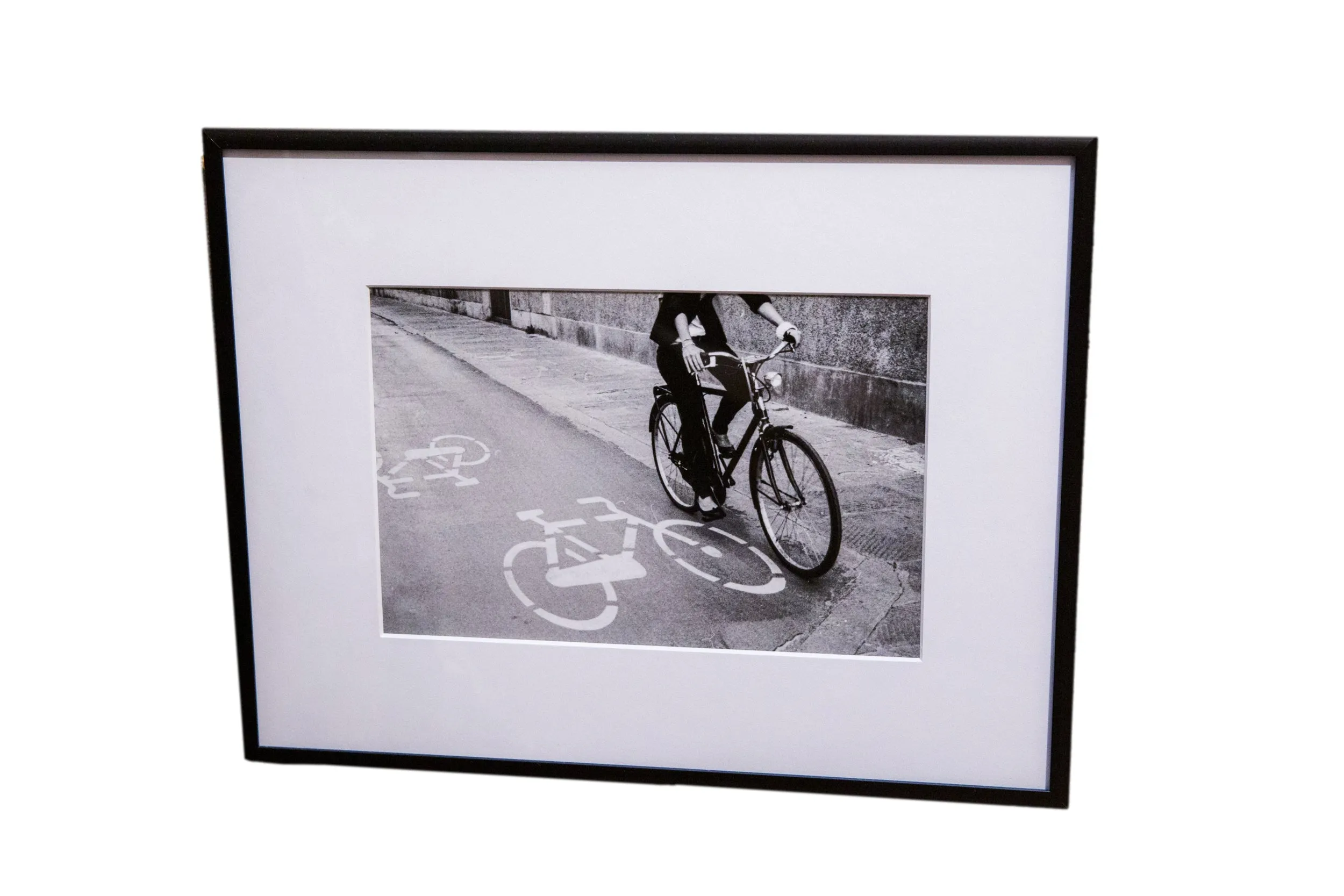 The Stylish Cyclist Framed Black and White Photograph