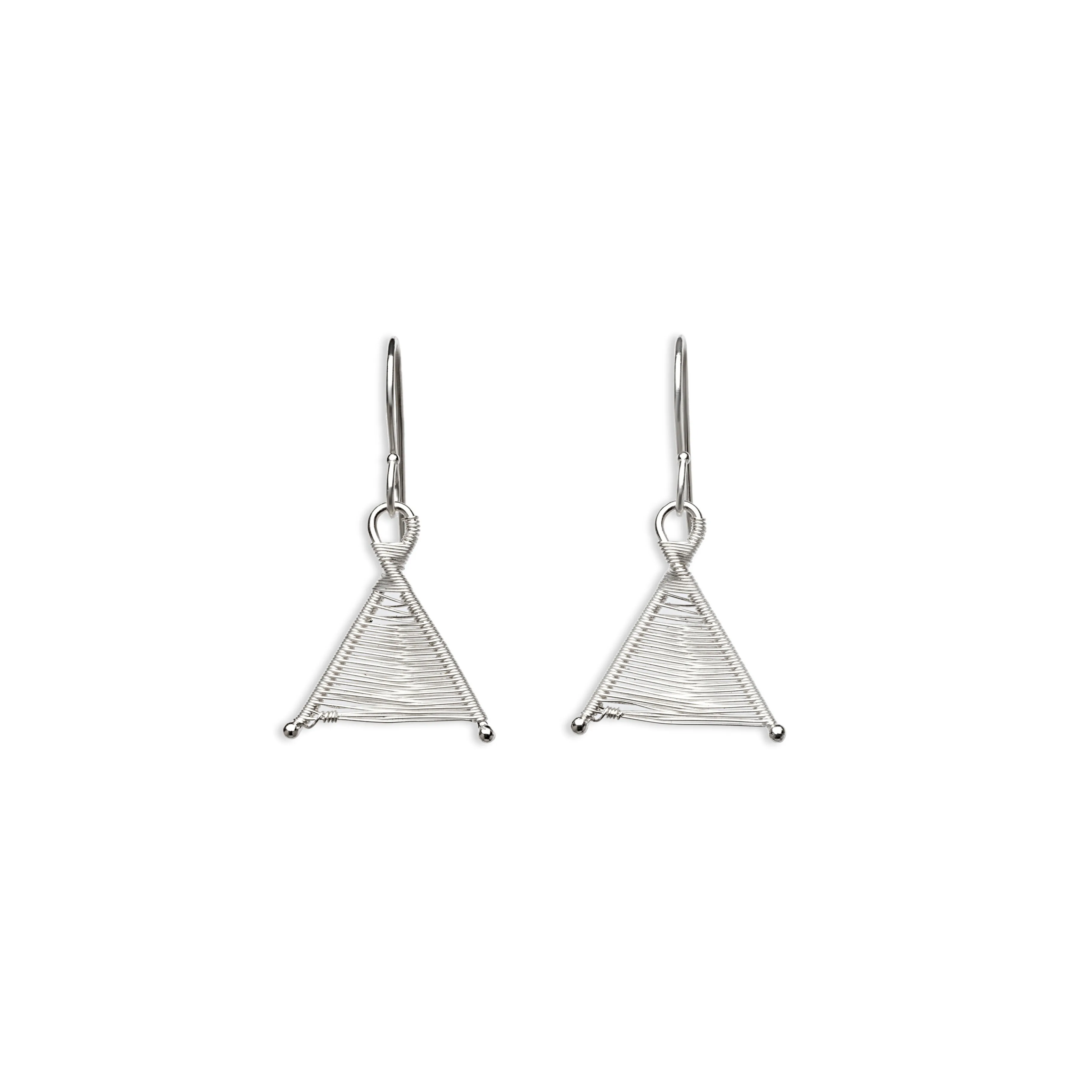 Tiny Woven Wishbone Silver Earrings