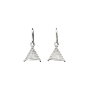 Tiny Woven Wishbone Silver Earrings