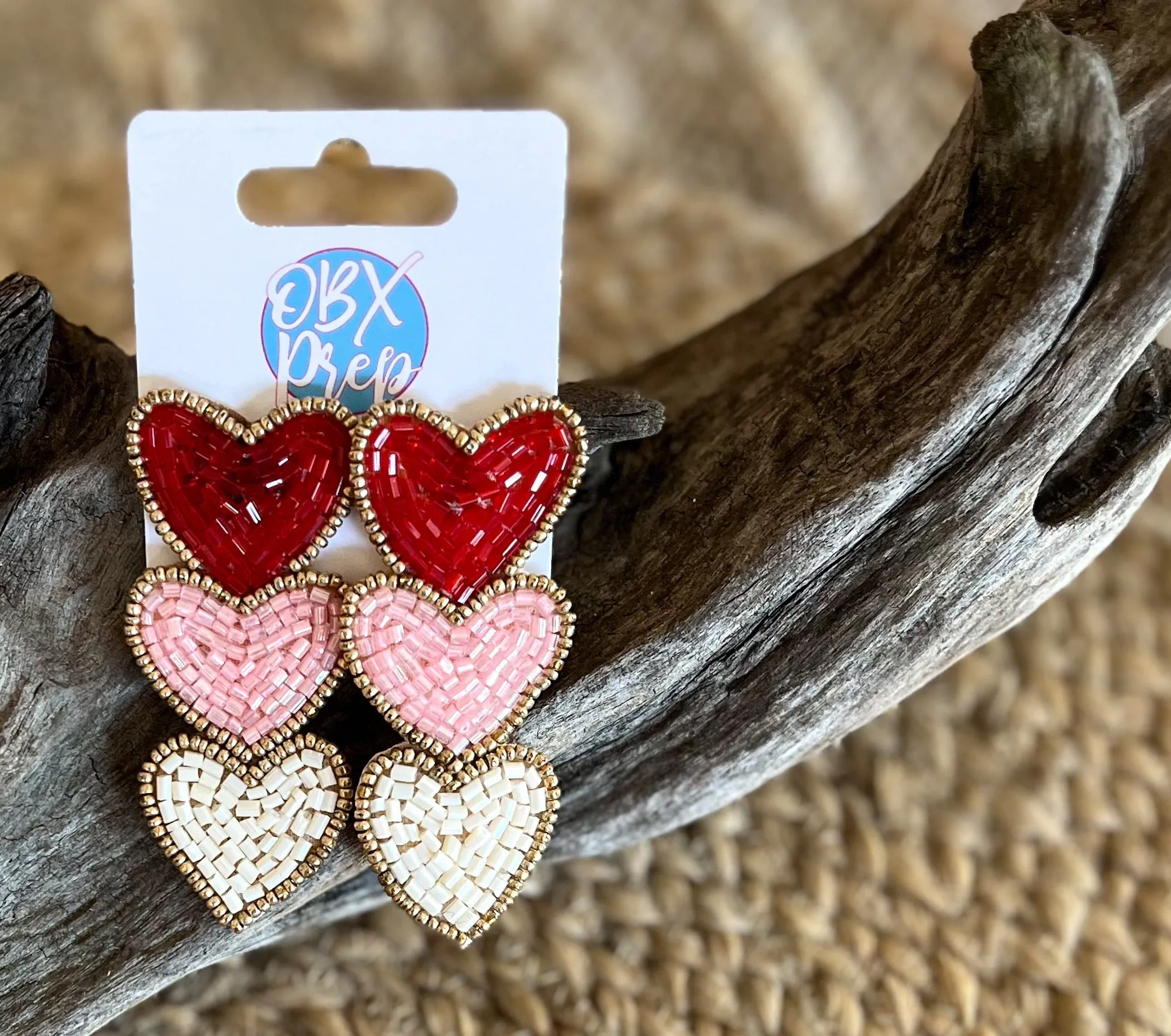 Triple Hearts Seed Bead Dangle Earrings – Sweet and Stylish! 💖✨.