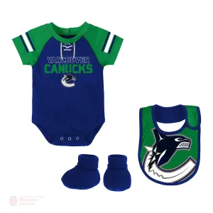 Vancouver Canucks Outer Stuff NHL Little D Man Baby Set - 3 Piece