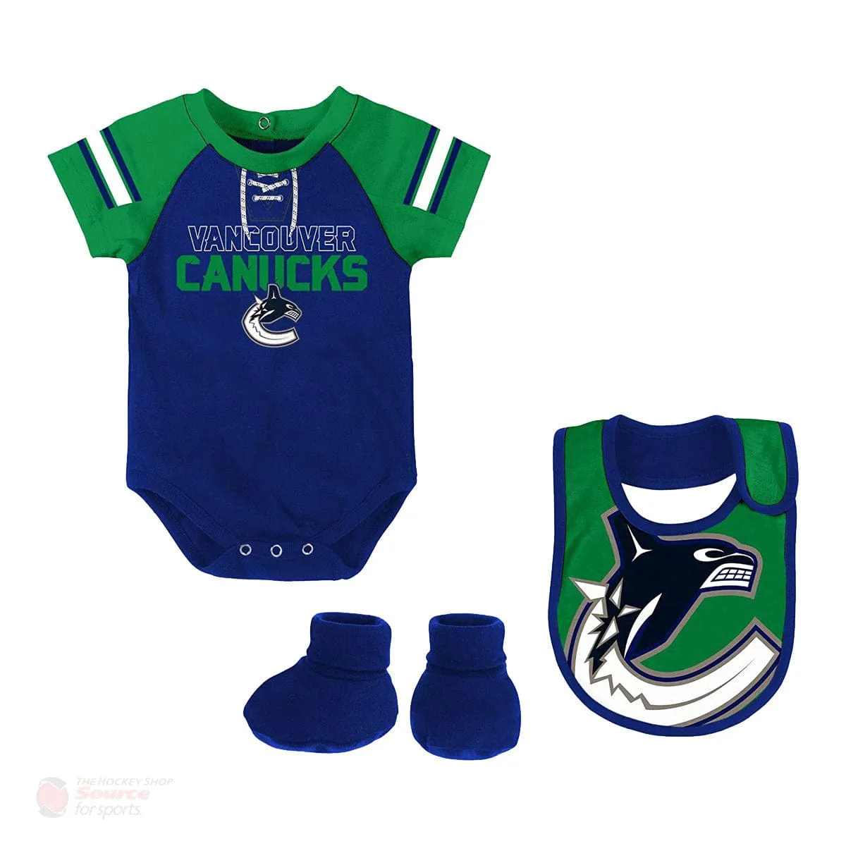 Vancouver Canucks Outer Stuff NHL Little D Man Baby Set - 3 Piece