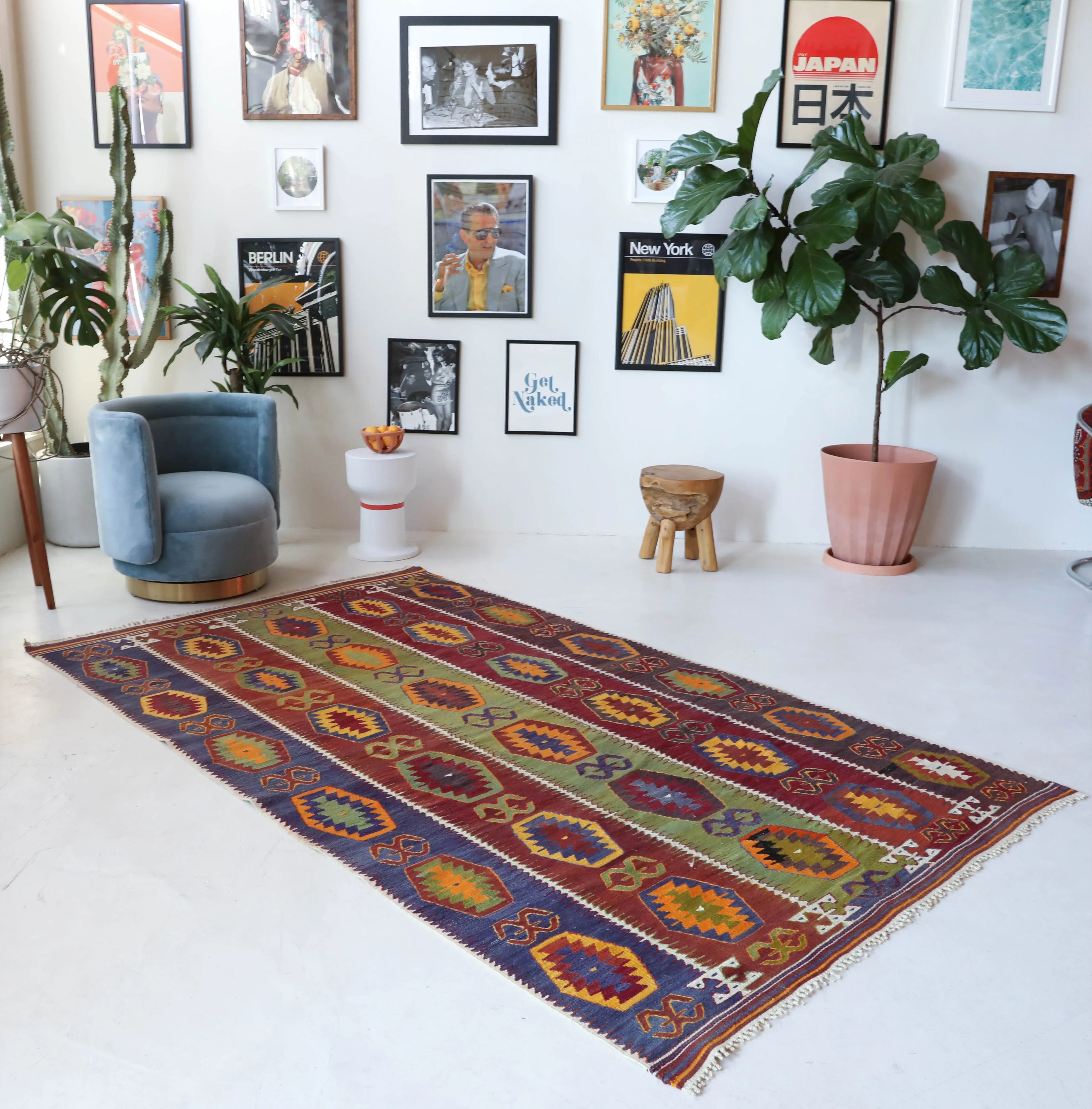 Vintage Antalya Barak Kilim Rug 5'5"x9'3"