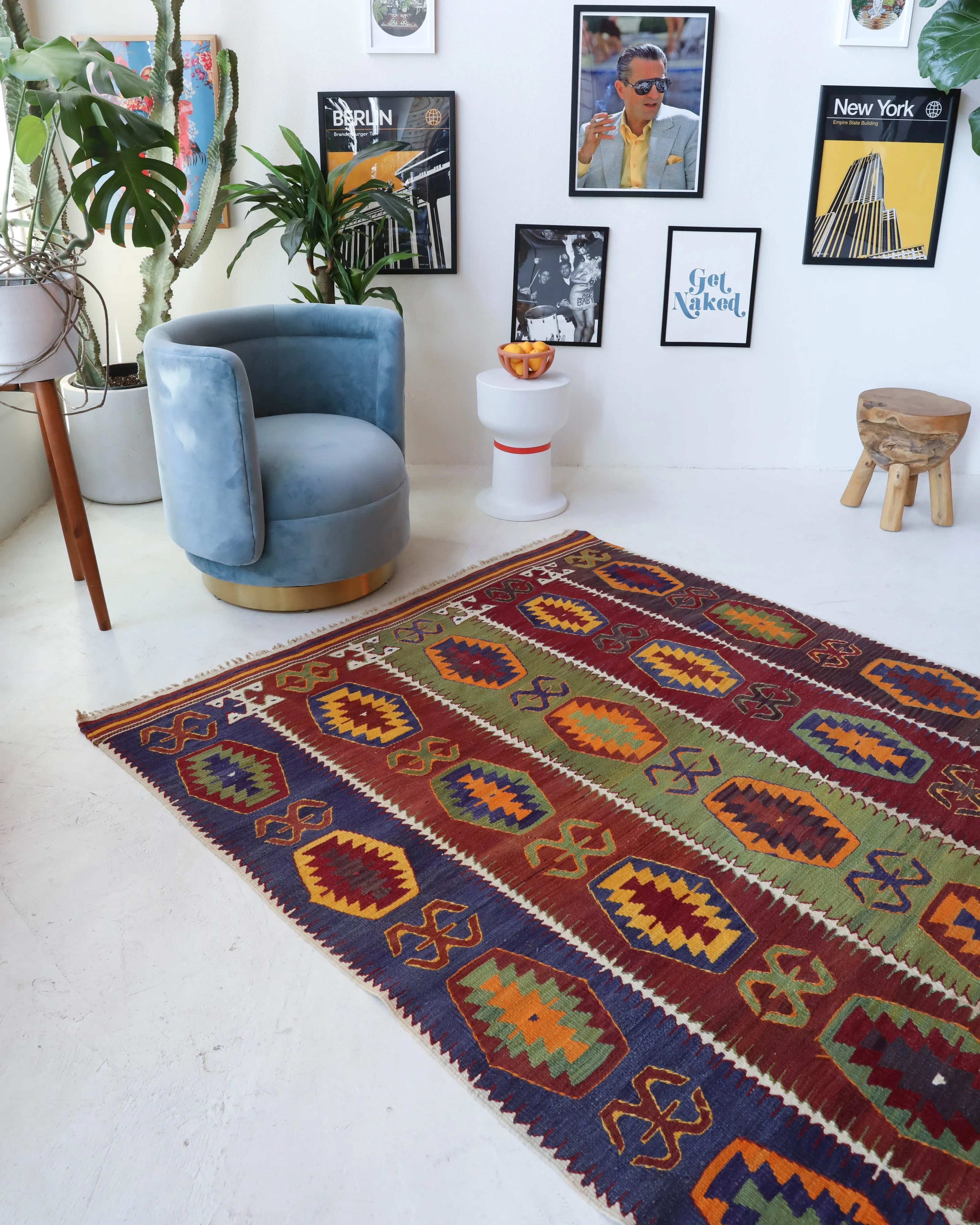Vintage Antalya Barak Kilim Rug 5'5"x9'3"