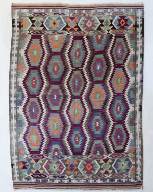 Vintage Antalya Barak Kilim Rug 5'9"x8'2"