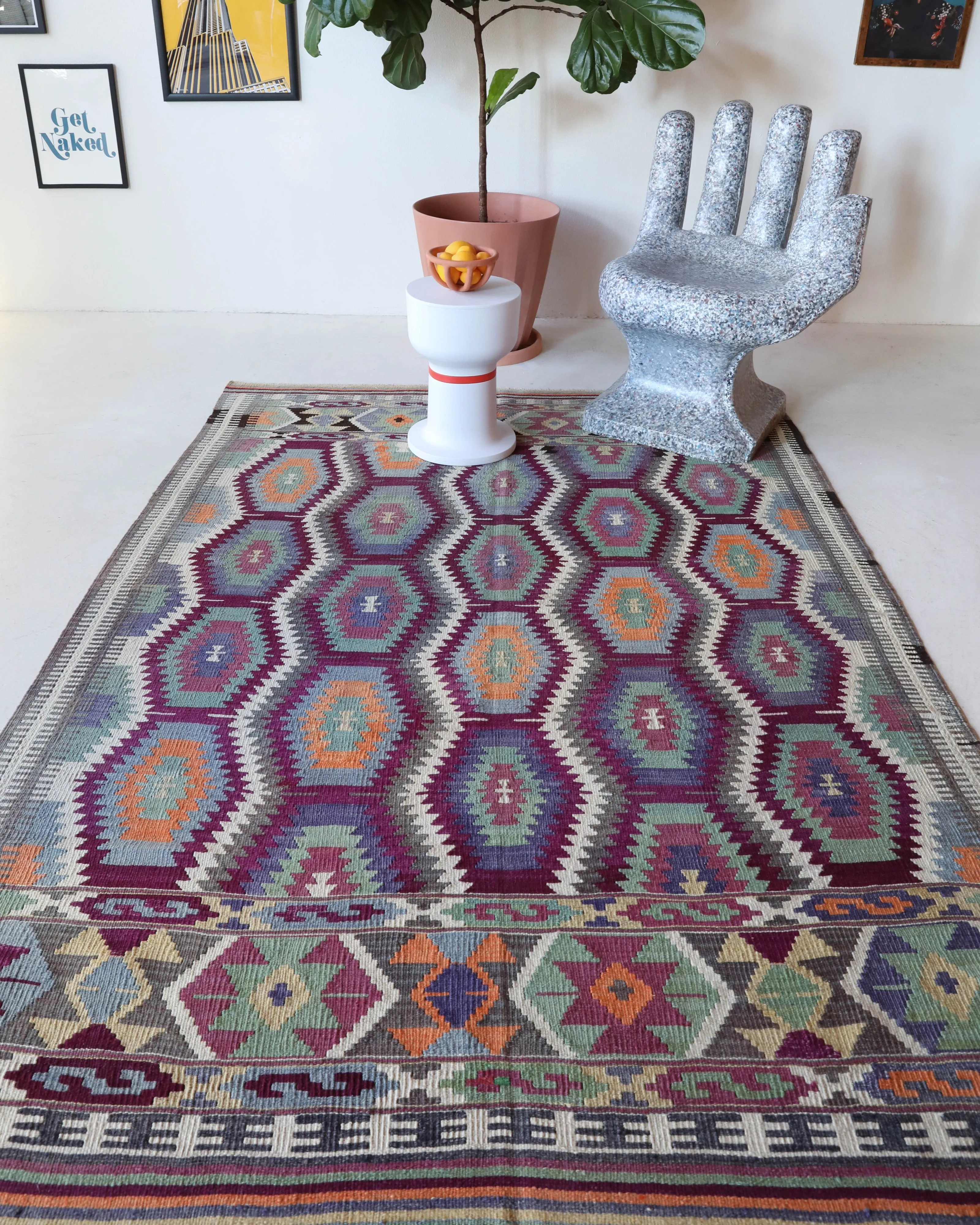 Vintage Antalya Barak Kilim Rug 5'9"x8'2"