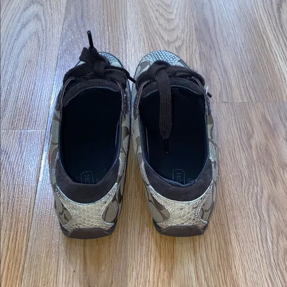 Vintage Coach Brown and Red Sneakers with Unique Textures