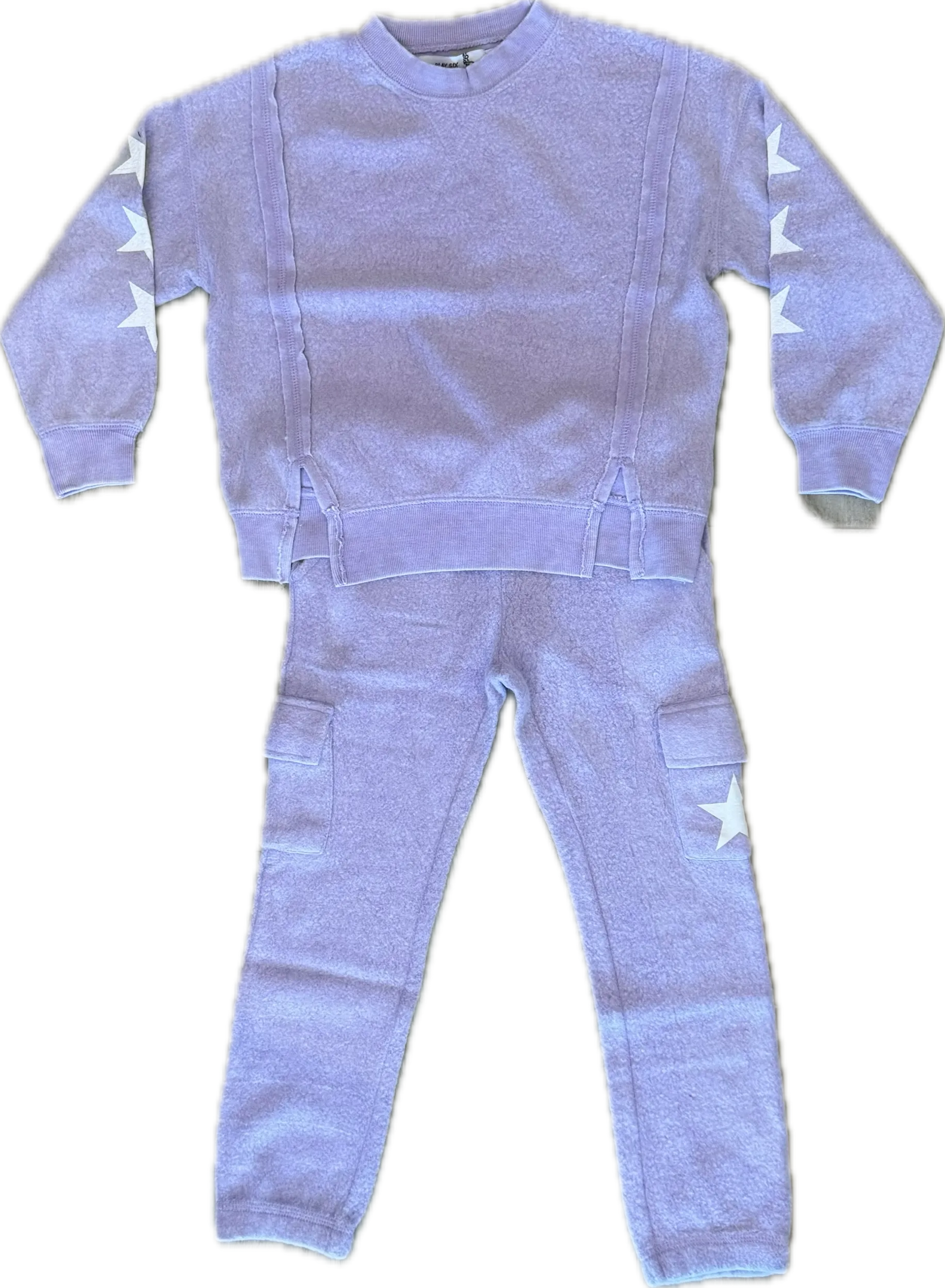 Vintage Havana- Lavender Reverse Fleece Crewneck & Cargo Pants Set