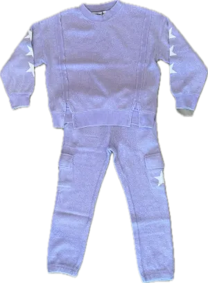 Vintage Havana- Lavender Reverse Fleece Crewneck & Cargo Pants Set