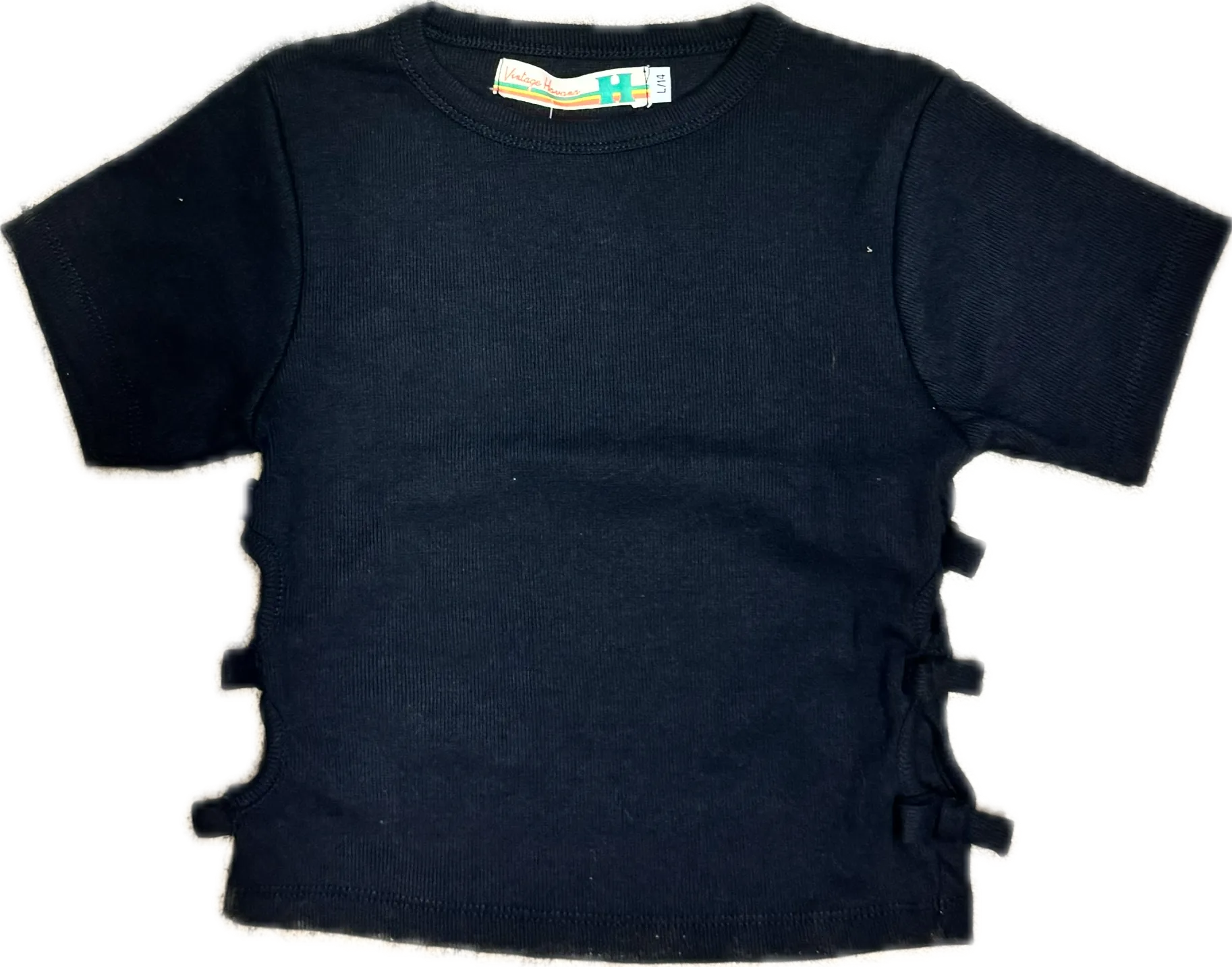 Vintage Havana- Ribbed Bow Tee (black)