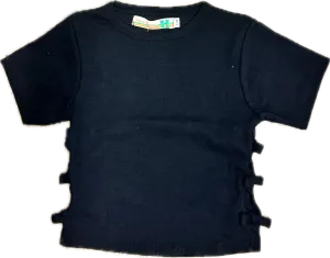 Vintage Havana- Ribbed Bow Tee (black)