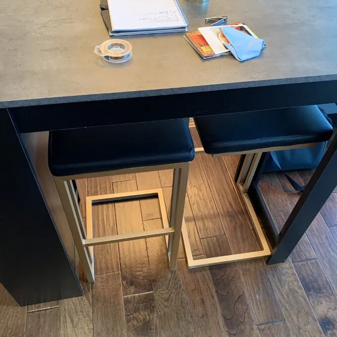 Walton Bar & Counter Stool (Set of 2) Champagne Gold Bases & Onyx Upholstery! Sturdy & Stylish! Retails $330 