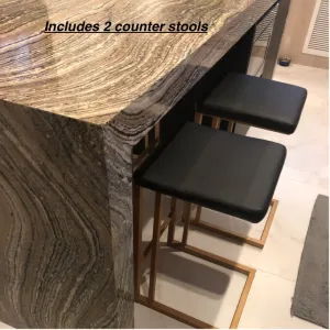 Walton Bar & Counter Stool (Set of 2) Champagne Gold Bases & Onyx Upholstery! Sturdy & Stylish! Retails $330 