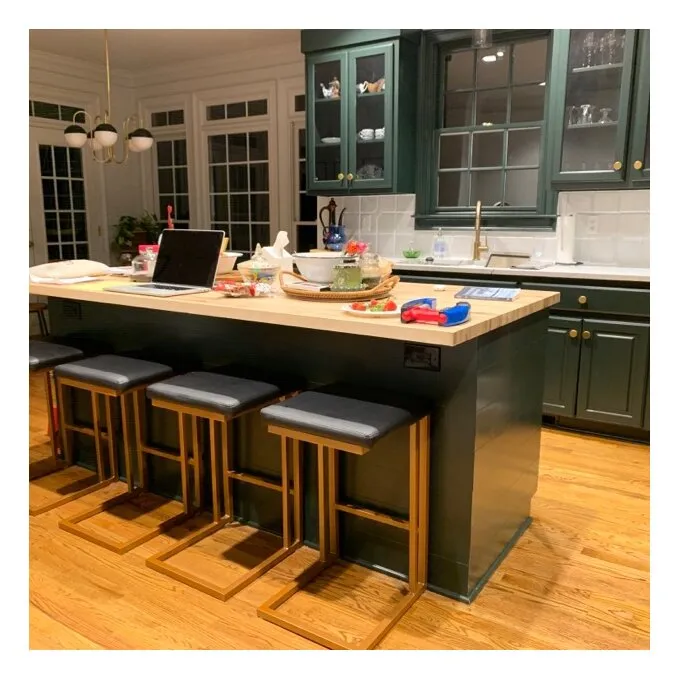 Walton Bar & Counter Stool (Set of 2) Champagne Gold Bases & Onyx Upholstery! Sturdy & Stylish! Retails $330 