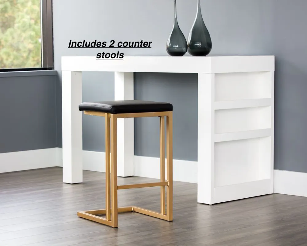 Walton Bar & Counter Stool (Set of 2) Champagne Gold Bases & Onyx Upholstery! Sturdy & Stylish! Retails $330 
