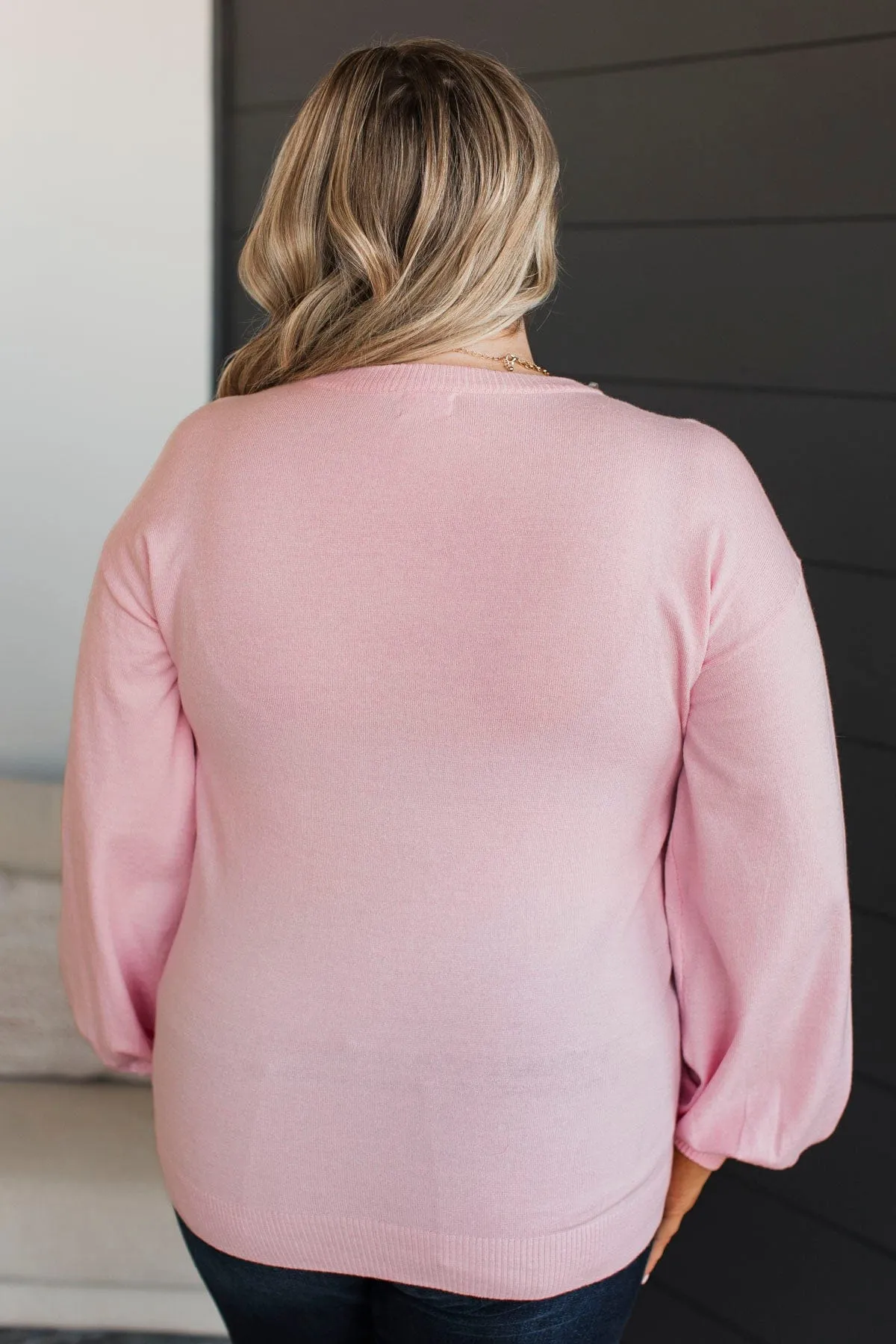 Warm Inspirations Knit Sweater- Light Pink