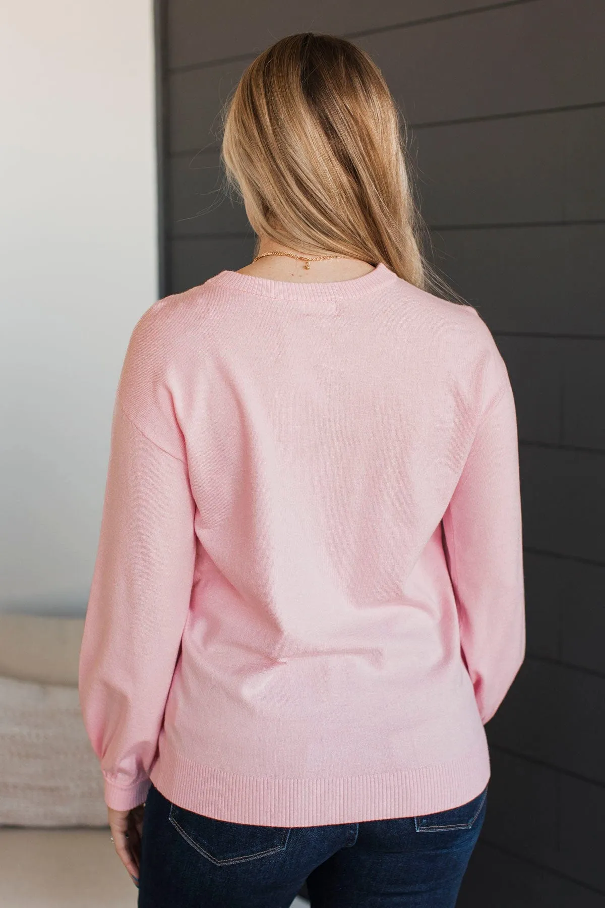 Warm Inspirations Knit Sweater- Light Pink