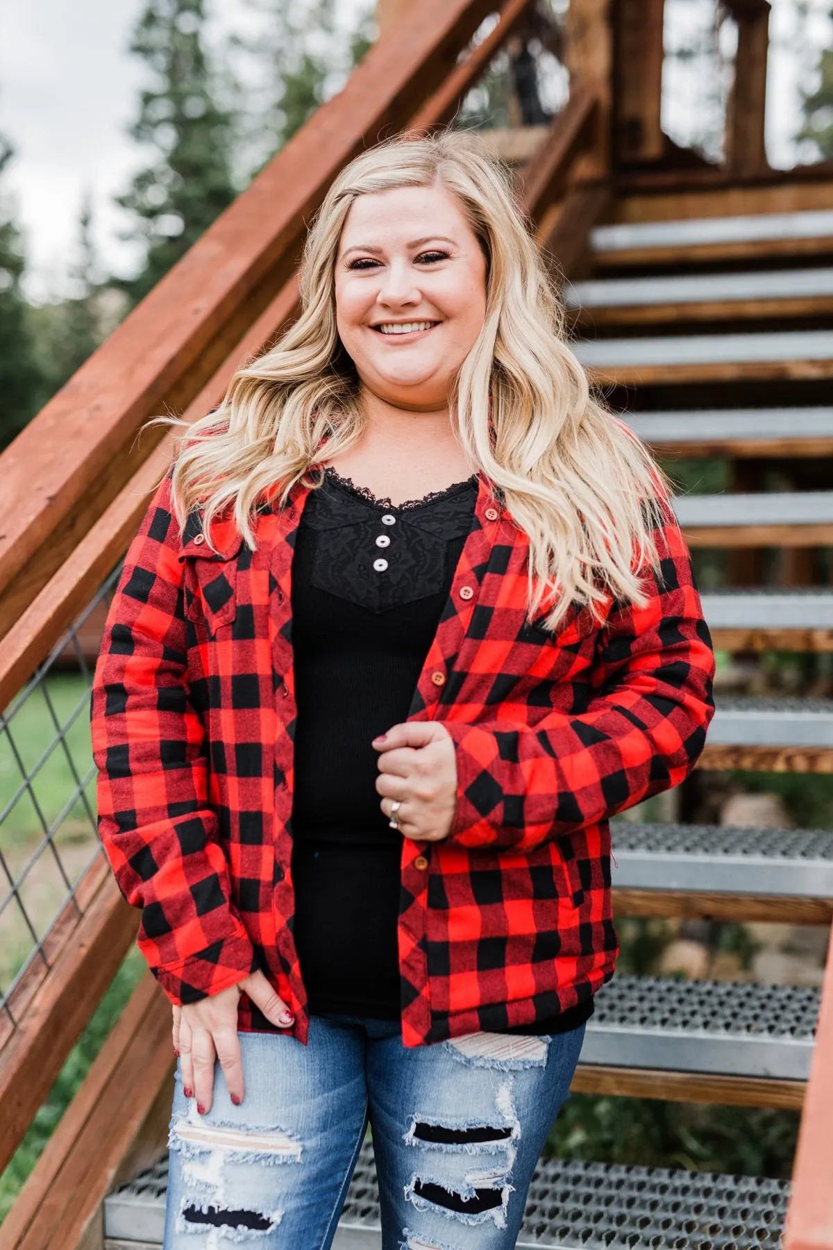 Warm Me Up Button Up Jacket- Buffalo Plaid