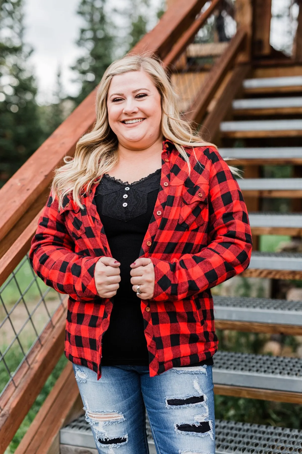 Warm Me Up Button Up Jacket- Buffalo Plaid