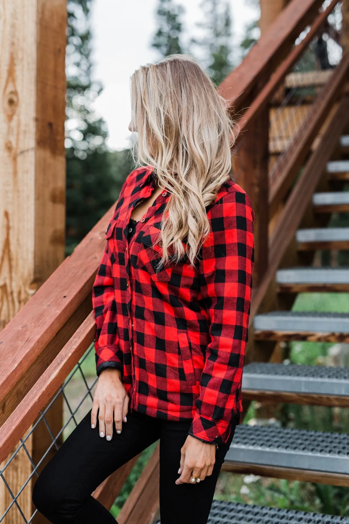 Warm Me Up Button Up Jacket- Buffalo Plaid