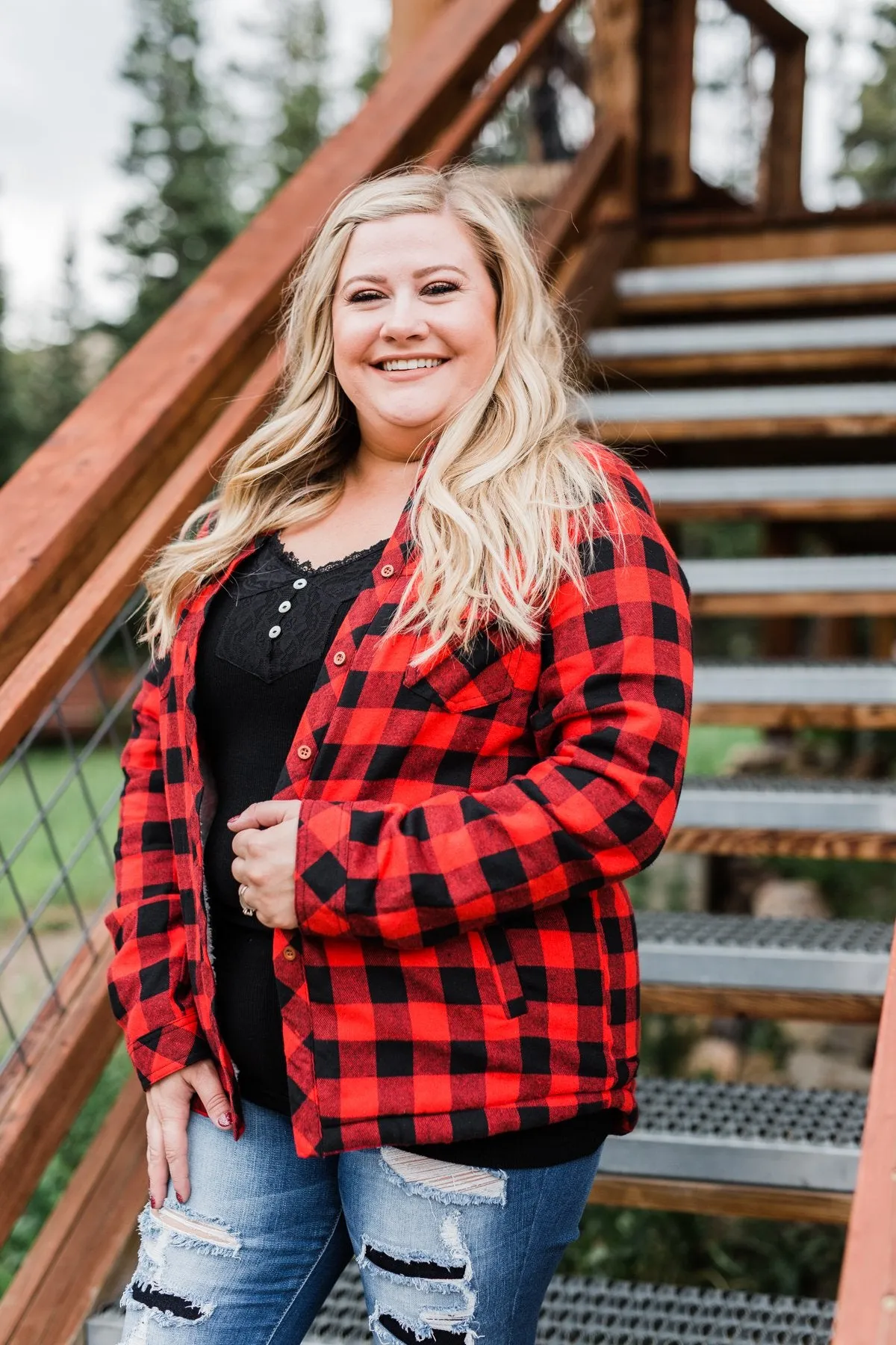 Warm Me Up Button Up Jacket- Buffalo Plaid