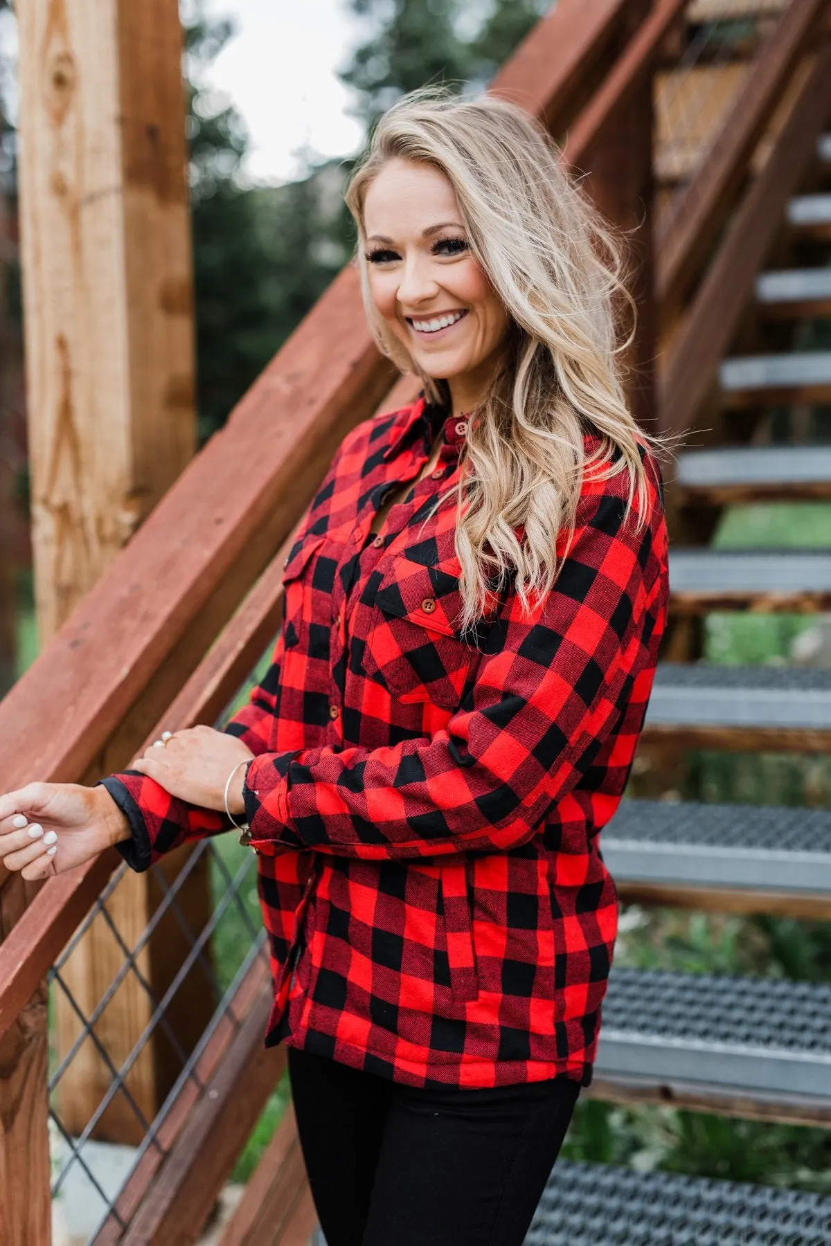 Warm Me Up Button Up Jacket- Buffalo Plaid